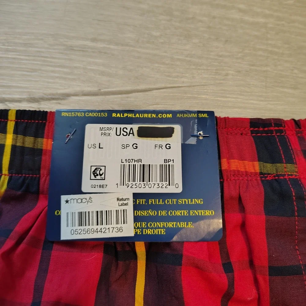 Polo Ralph Lauren Mens Classic Fit Woven Boxers Red Plaid L L107HR NWT